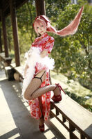 Is attractive including a background; is the baud Karo id costume play image of the Asia beautiful girl!