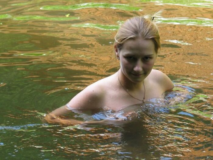 A blond girl from Russia is a nude swimmer in a dirty pond near a private lodge... Part1 12th image