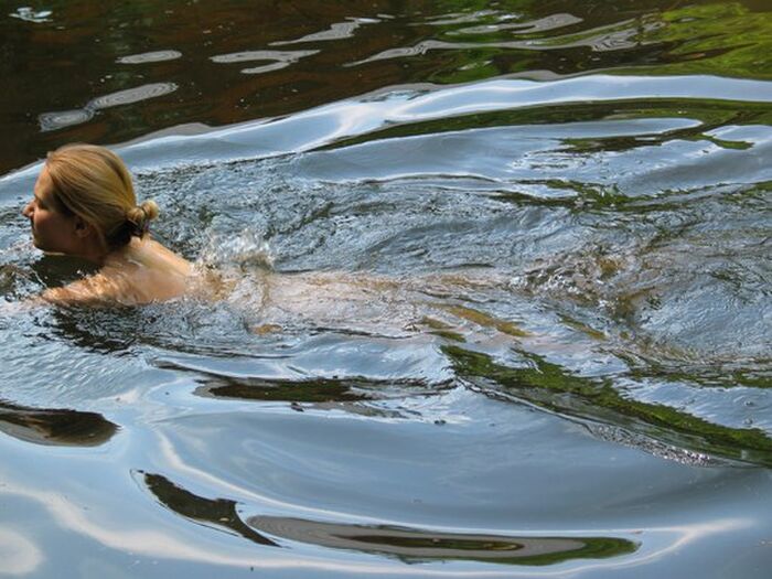 A blond girl from Russia is a nude swimmer in a dirty pond near a private lodge... Part1 15th image