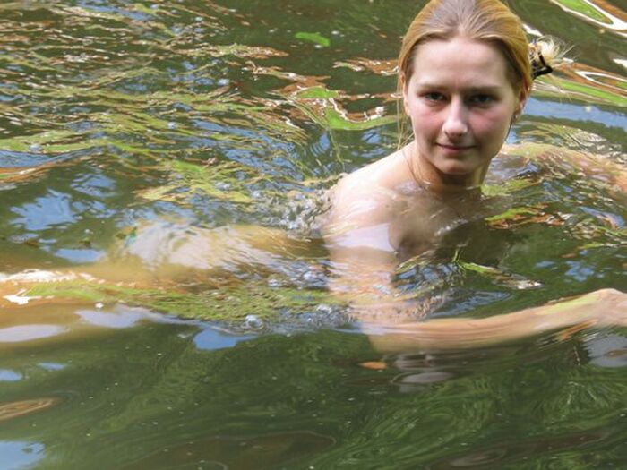 A blond girl from Russia is a nude swimmer in a dirty pond near a private lodge... Part1 17th image