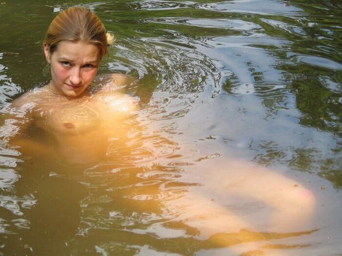A blond girl from Russia is a nude swimmer in a dirty pond near a private lodge... Part1 24th image