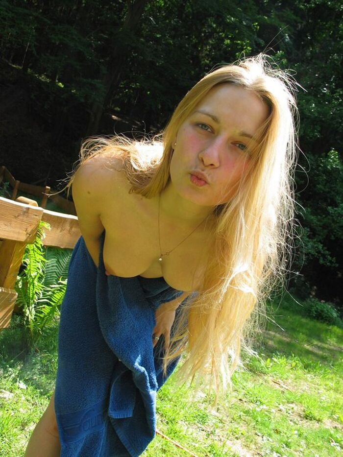 A blond girl from Russia is a nude swimmer in a dirty pond near a private lodge... Part1 44th image