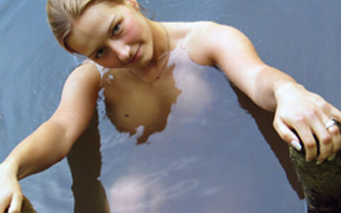 A blond girl from Russia is a nude swimmer in a dirty pond near a private lodge... Part1 5th image
