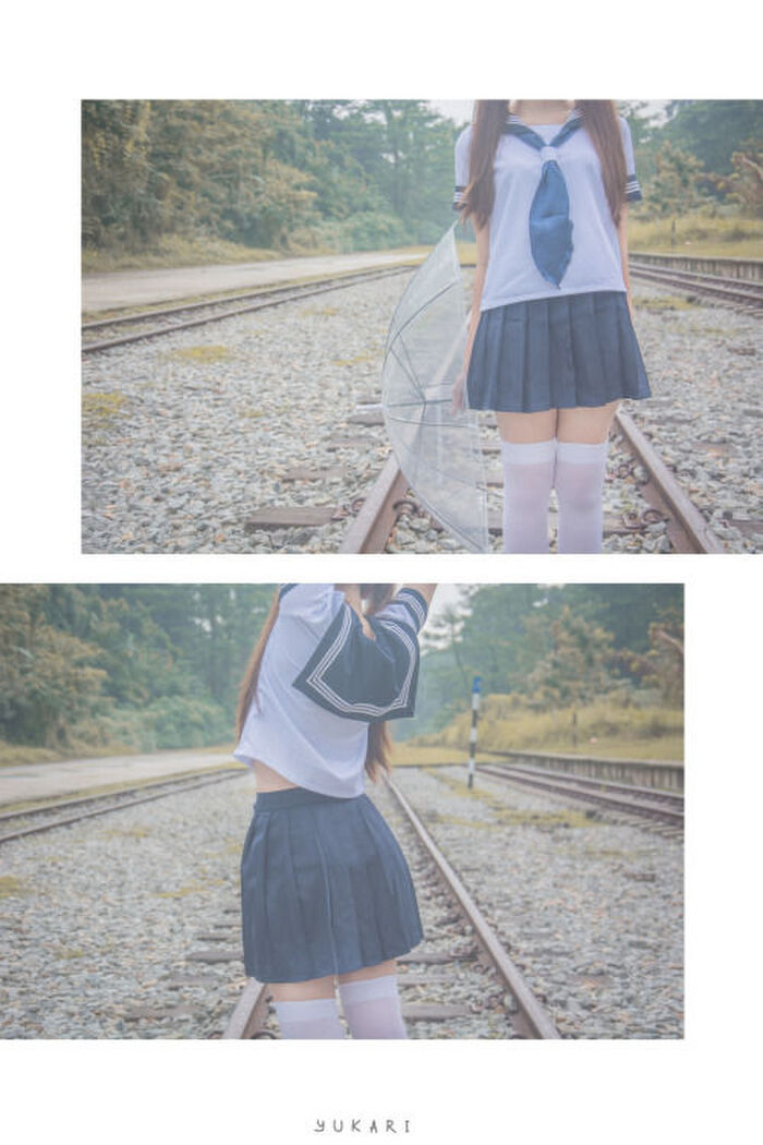 【清楚系】ニーハイJKの絶対領域と白パンツのエロス画像！ 7th image