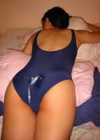 Swimsuit cumshot bukkake on girl wearing swimsuit