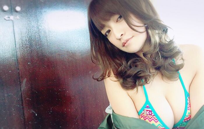 Original masked women's G-cup college student Gravure Hoshino, from yukata underwear breasts Moro out W 12th image