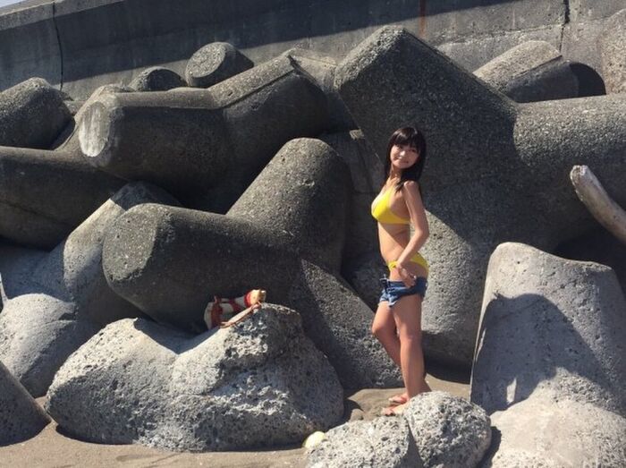 Original masked women's G-cup college student Gravure Hoshino, from yukata underwear breasts Moro out W 18th image
