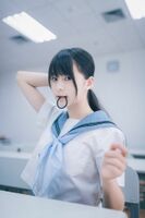 Beautiful girl picture of a uniform wearing a feeling of a soft air!
