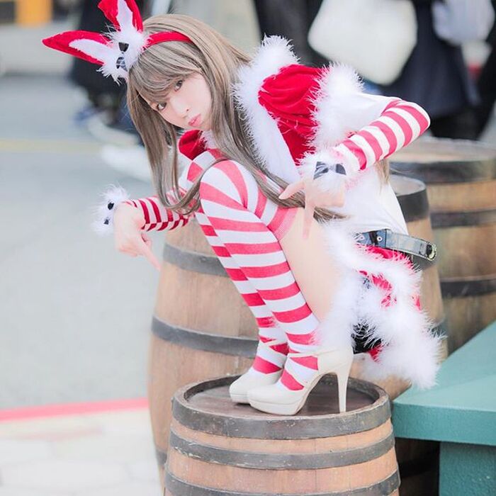 The Knee High Rabbit Santa costume is cute beautiful leg's wwww 4th image